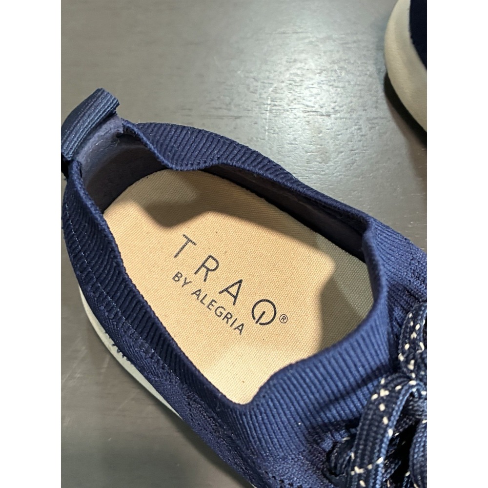 TRAQ by Alegria Lace-Up Knit Sneakers Navy Blue Women's Size 37 - Picture 3 of 8